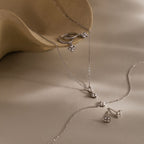 Rounded Flower Jewelry Set in Silver