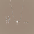 Dainty Pearl Jewelry Set in Silver