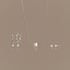 Dainty Pearl Jewelry Set in Silver