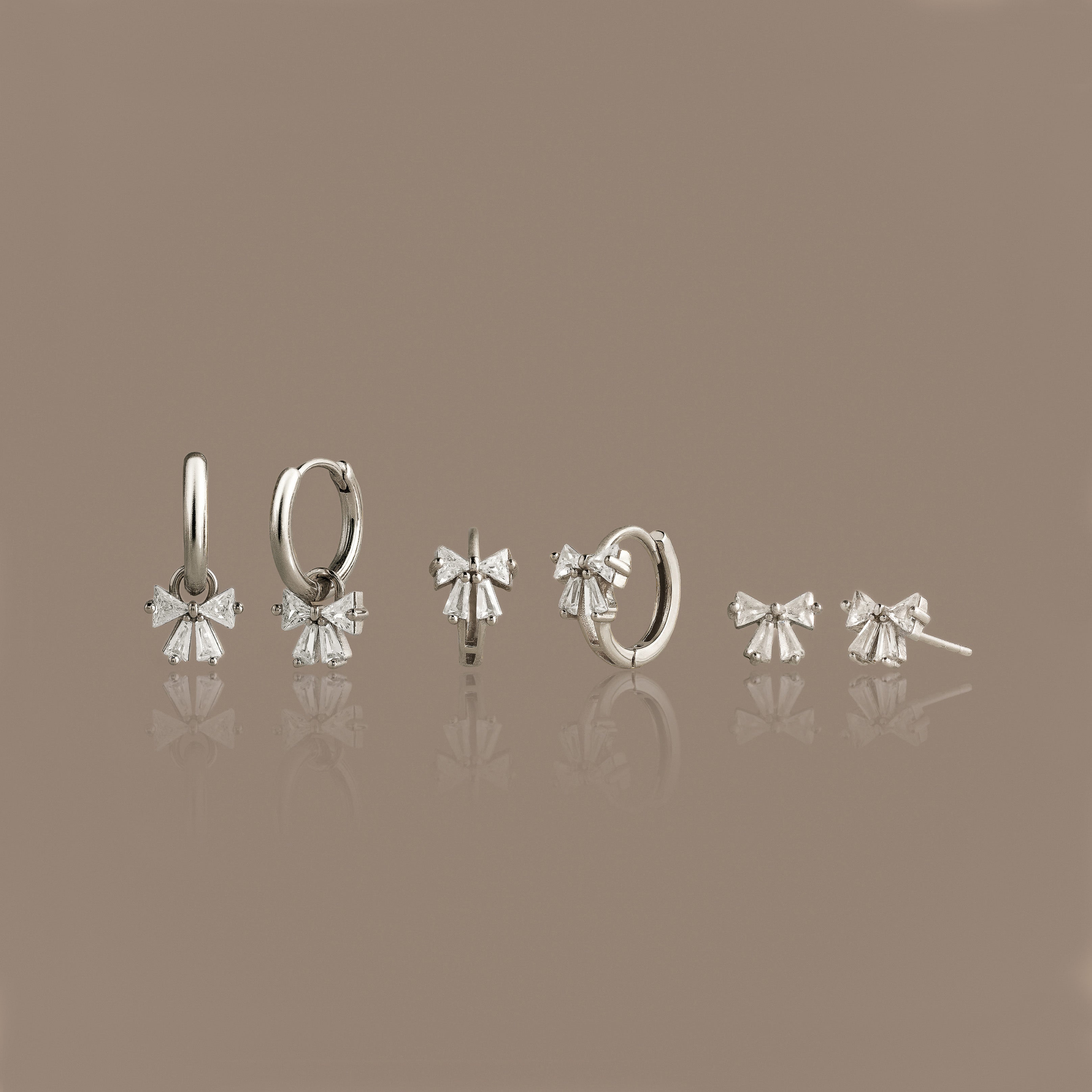 Coquette Bow Earring Set in Silver