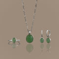 Jade Oval Jewelry Set in Silver