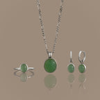 Jade Oval Jewelry Set in Silver