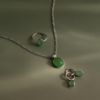 Jade Oval Jewelry Set in Silver