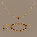 Garnet Diamond Heart Jewelry Set in 18K Gold