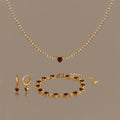 Garnet Diamond Heart Jewelry Set in 18K Gold