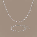 Eternity Pearl Necklace & Bracelet Set in Silver