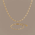 Eternity Pearl Necklace & Bracelet Set in 18K Gold