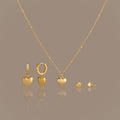 Puff Heart Jewelry Set in 18K Gold