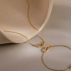Pave Linked Necklace & Bracelet Set in 18K Gold