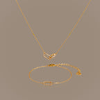 Pave Linked Necklace & Bracelet Set in 18K Gold