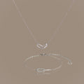 Pave Linked Necklace & Bracelet Set in Silver