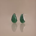Teardrop Jade Studs in Silver