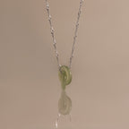 Interlocking Jade Circle Necklace in Silver