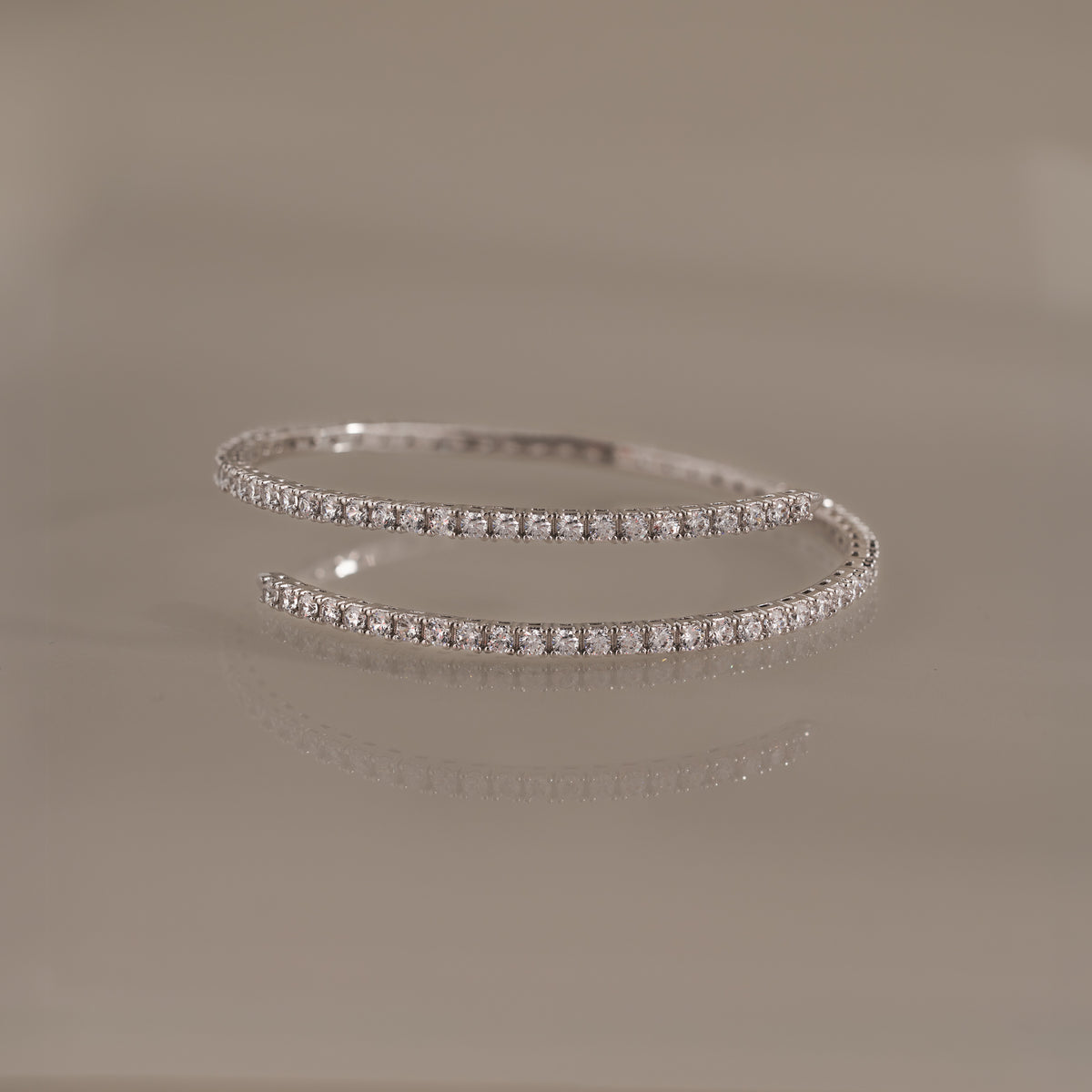 Diamond Tennis Wrap Bangle in Silver