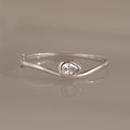 Sculpted Diamond Pear Bangle in Silver