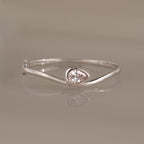 Sculpted Diamond Pear Bangle in Silver