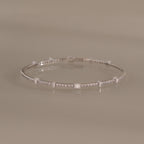 Diamond Baguette Tennis Bangle in Silver