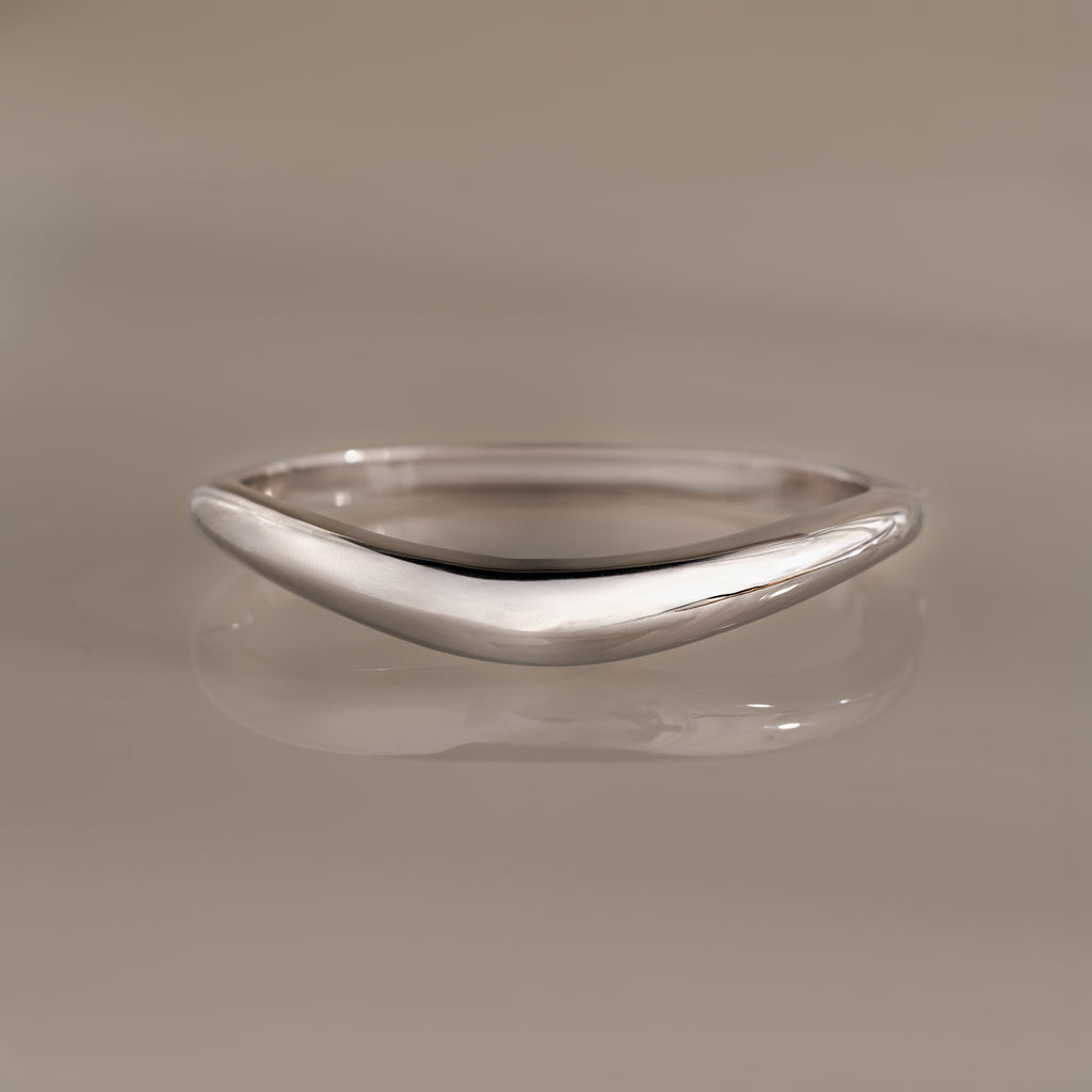 Curved Dome Bangle in Silver