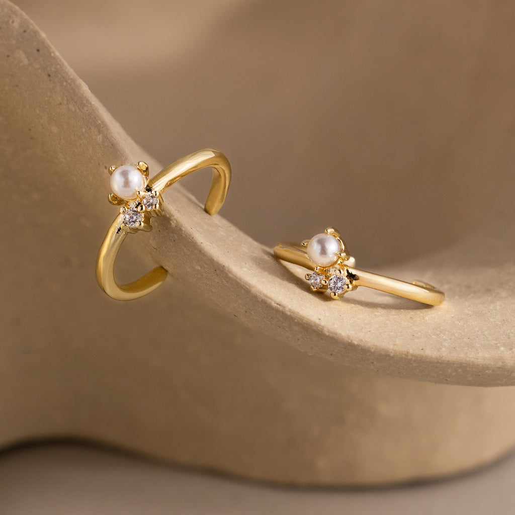 Pearl Diamond Ear Cuffs in 18K Gold