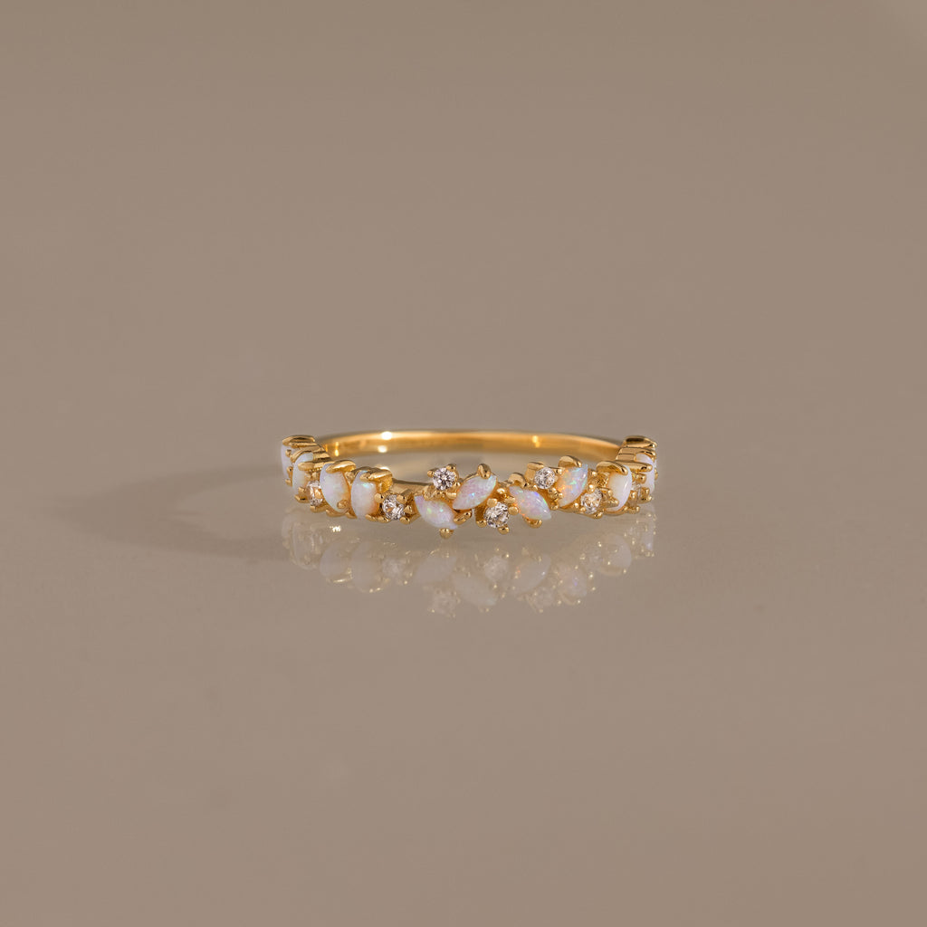 Opal Diamond Cluster Ring