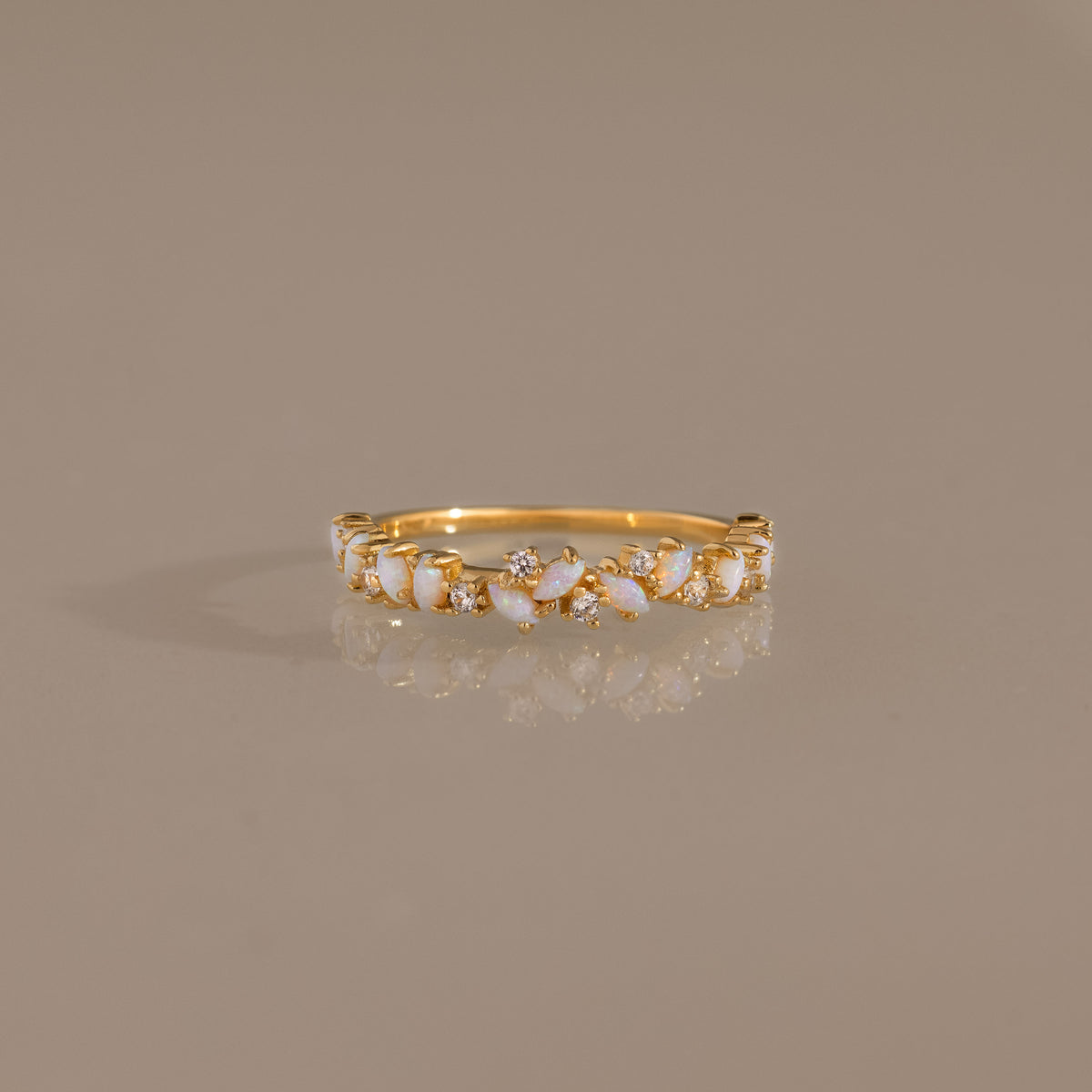 Opal Diamond Cluster Ring