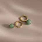 Aventurine Pave Drop Huggies in 18K Gold