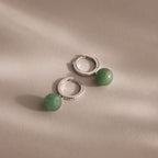 Aventurine Pave Drop Huggies in Silver