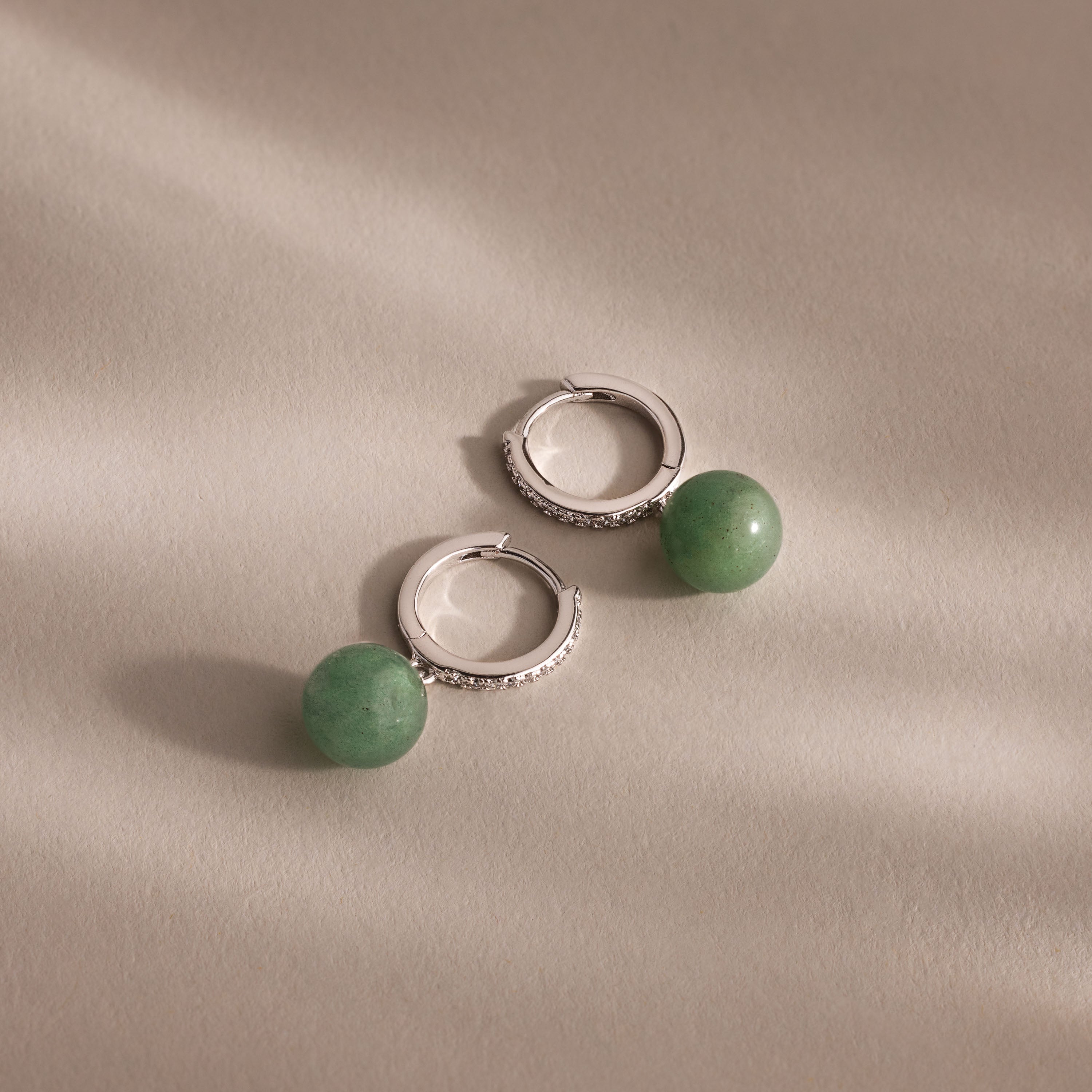 Aventurine Pave Drop Huggies