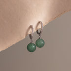 Aventurine Pave Drop Huggies in Silver