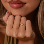 Dainty Round Moonstone Ring in 18K Gold