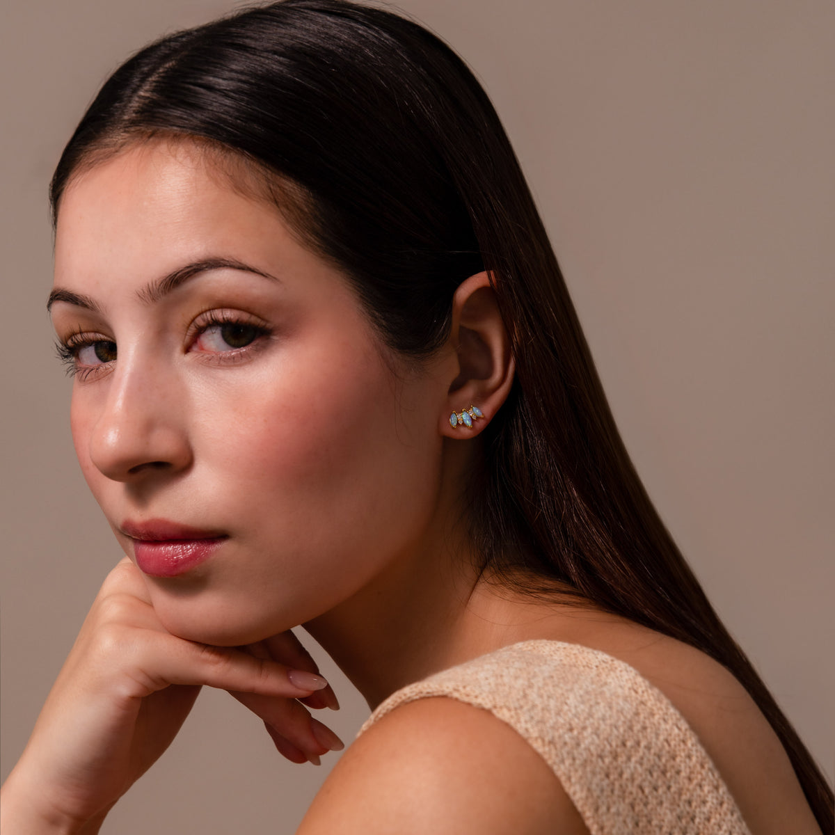 Blue Opal Starlight Bloom Studs in 18K Gold