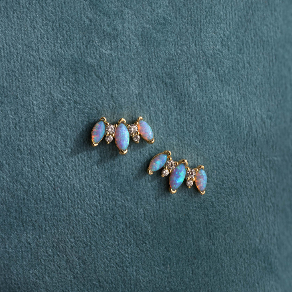 Blue Opal Starlight Bloom Studs in 18K Gold