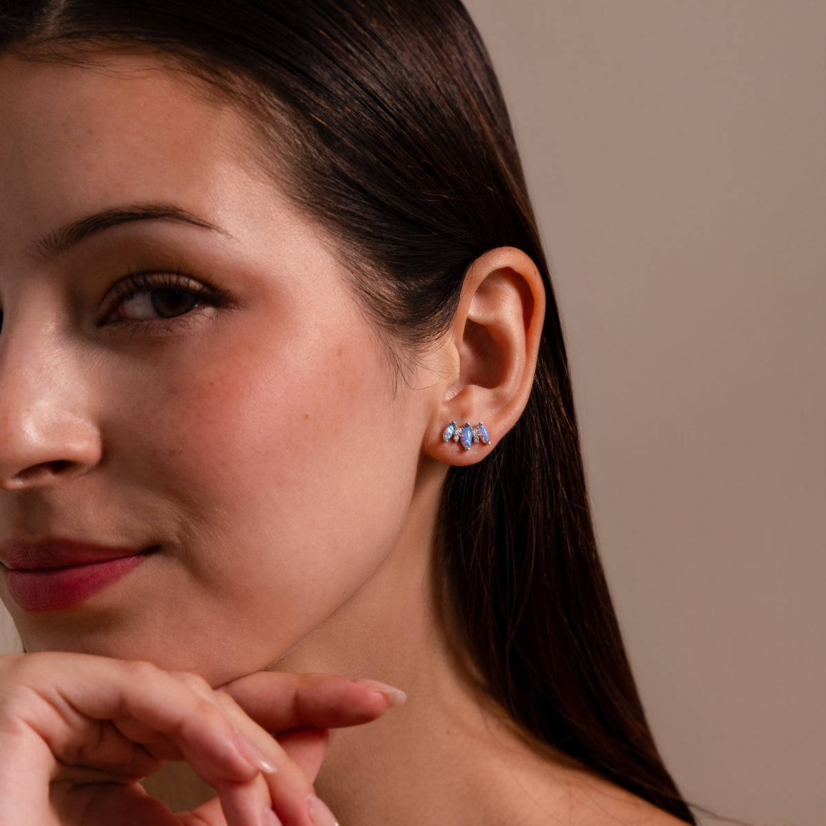 Blue Opal Starlight Bloom Studs