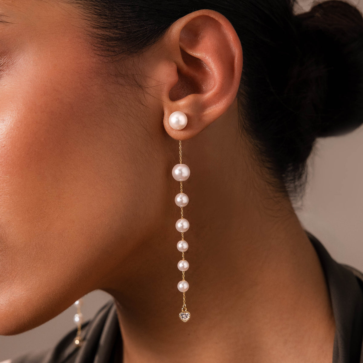 Waterfall Pearl Earrings in 18K Gold