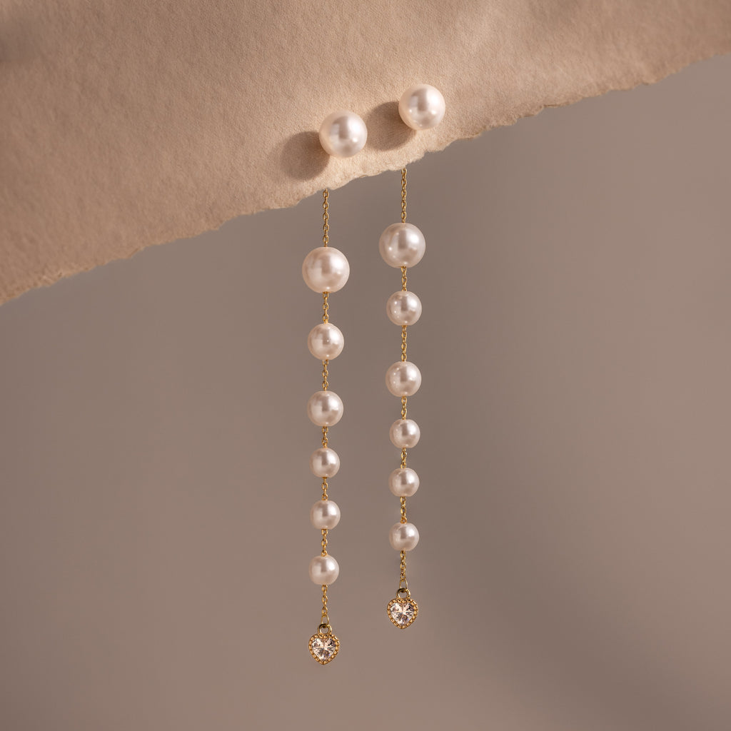 Waterfall Pearl Earrings in 18K Gold
