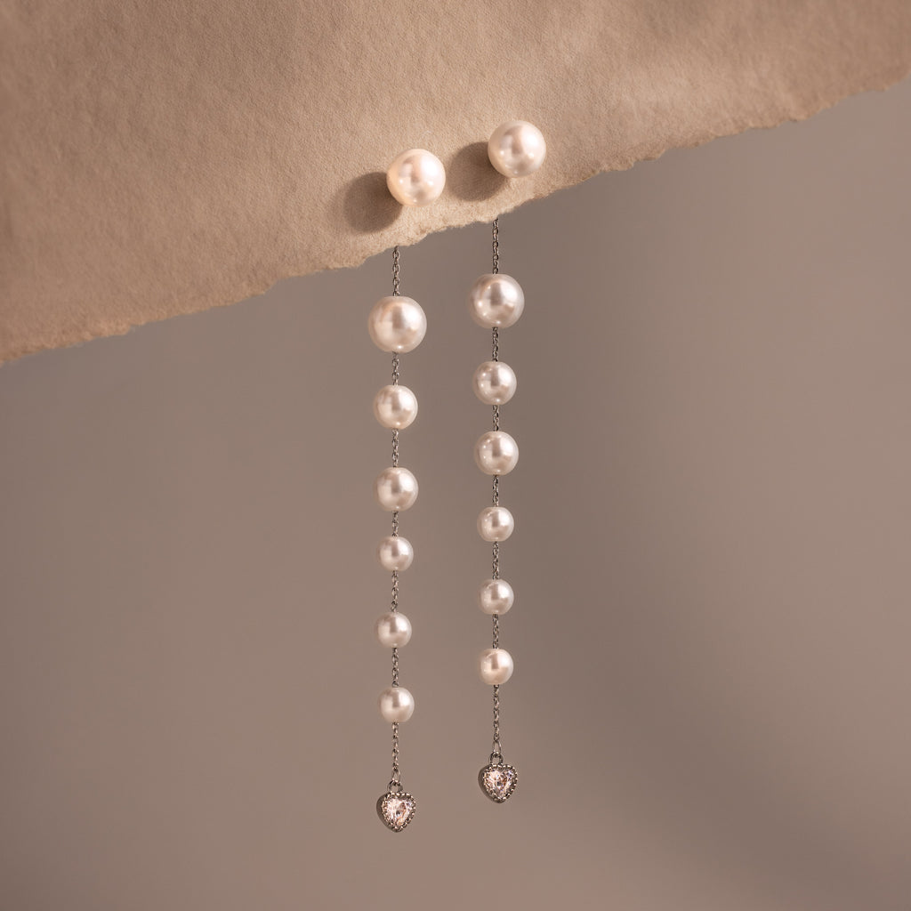 Waterfall Pearl Earrings in Silver