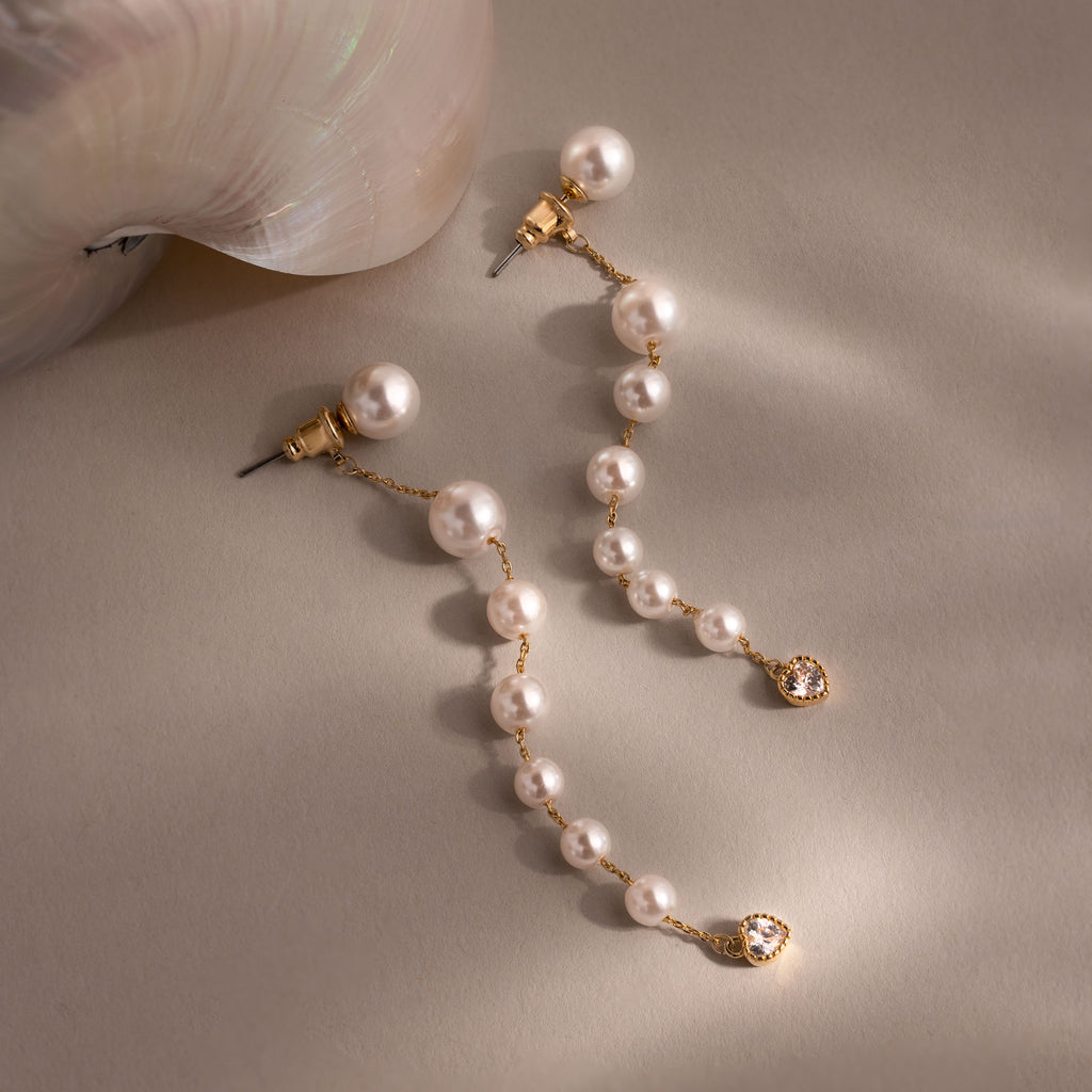 Waterfall Pearl Earrings in 18K Gold