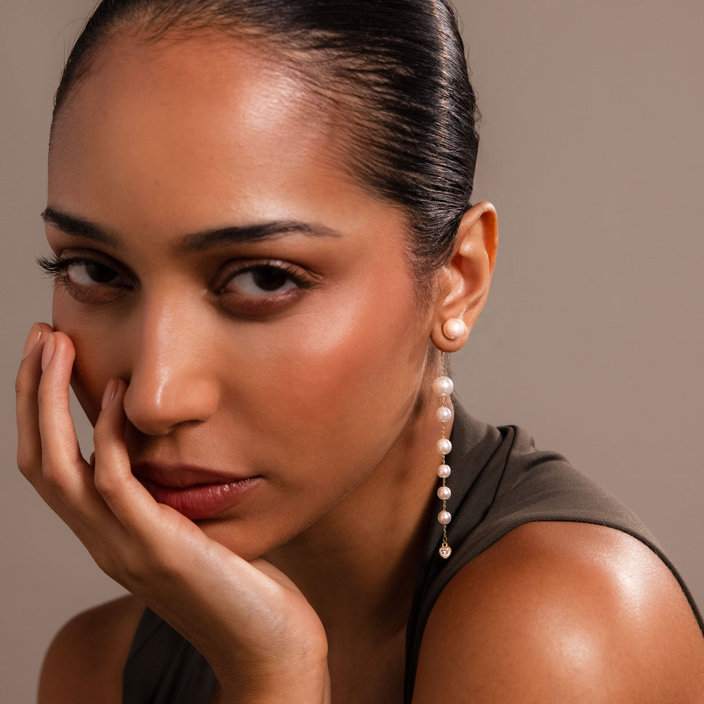 Waterfall Pearl Earrings in 18K Gold