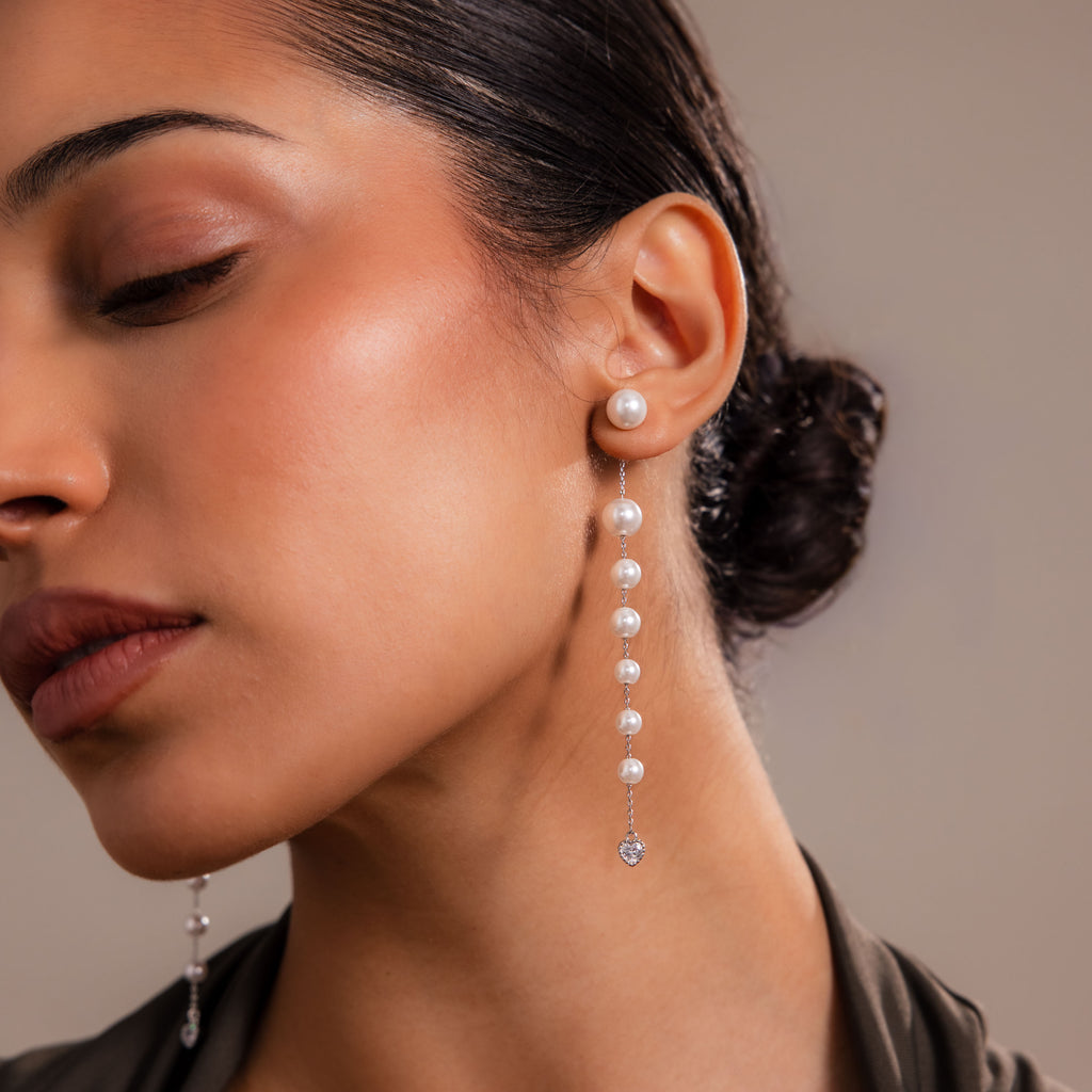 Waterfall Pearl Earrings in Silver
