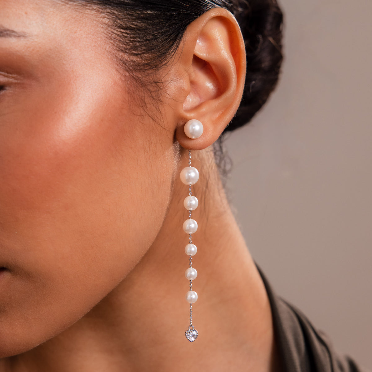 Waterfall Pearl Earrings in Silver