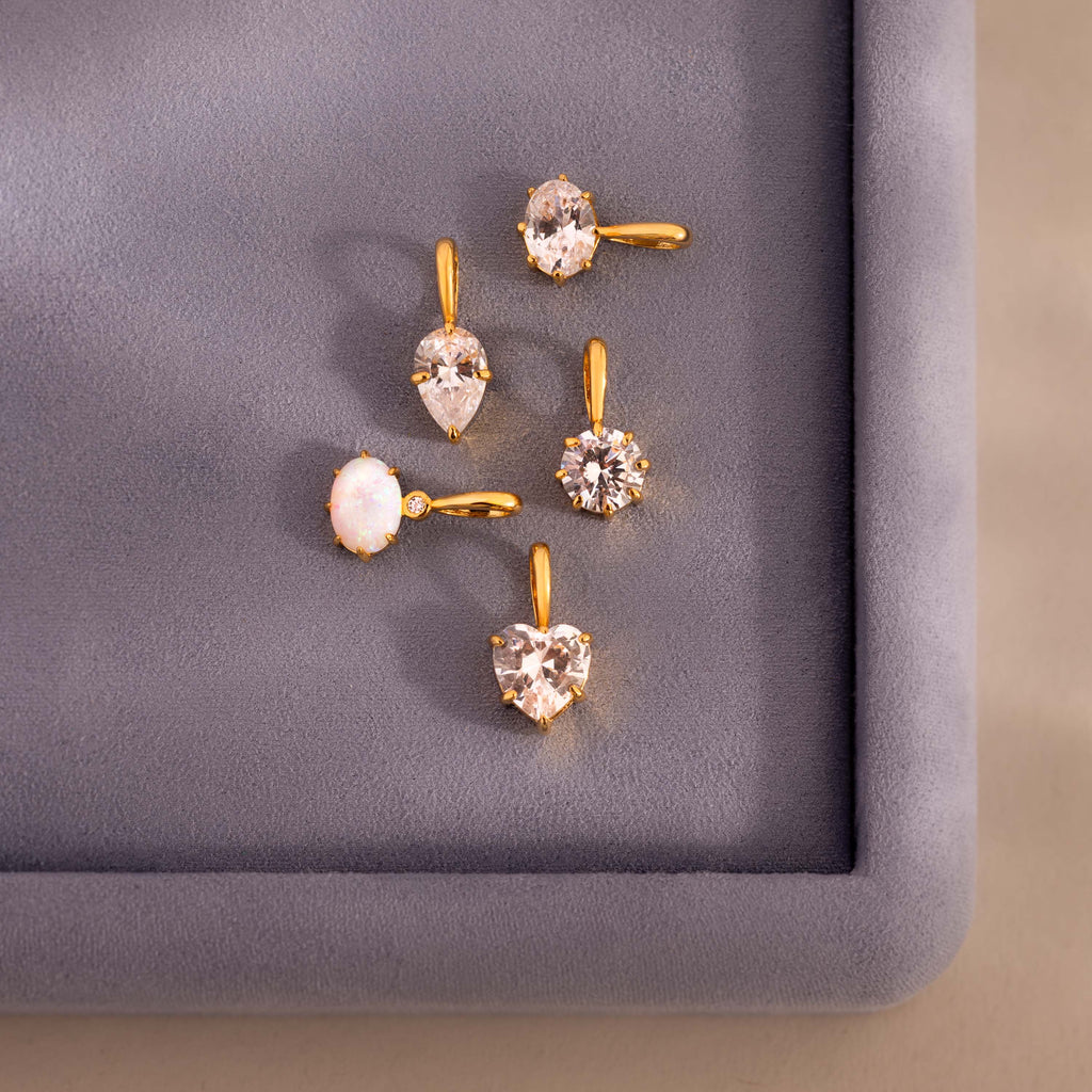 Love Mixed Gemstone Charm Set in 18K Gold