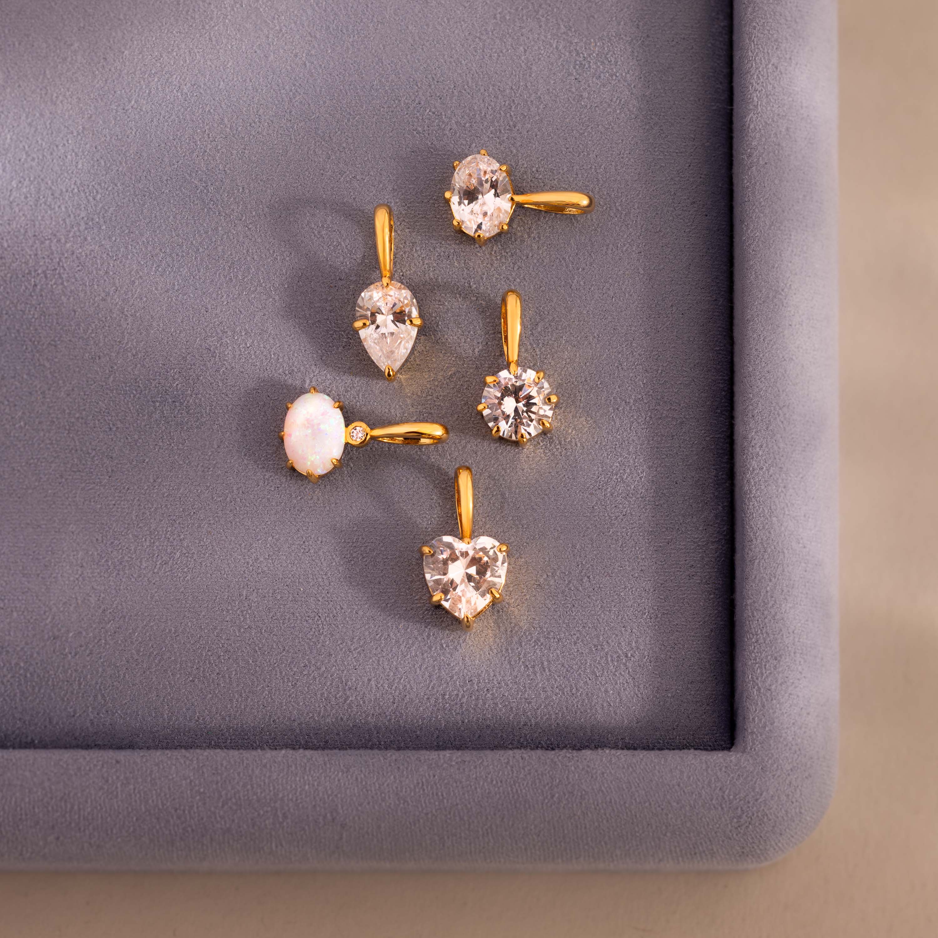 Love Mixed Gemstone Charm Set in 18K Gold