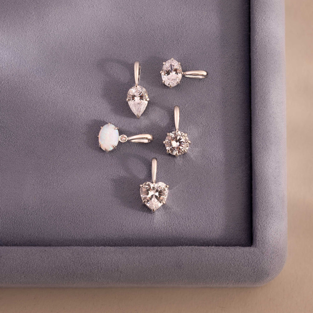 Love Mixed Gemstone Charm Set in Silver