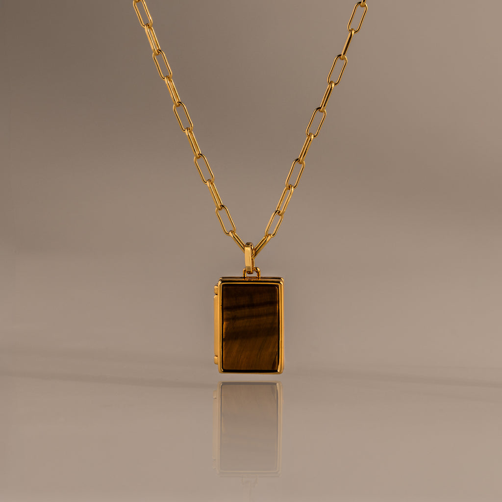 Tiger's Eye Locket Necklace