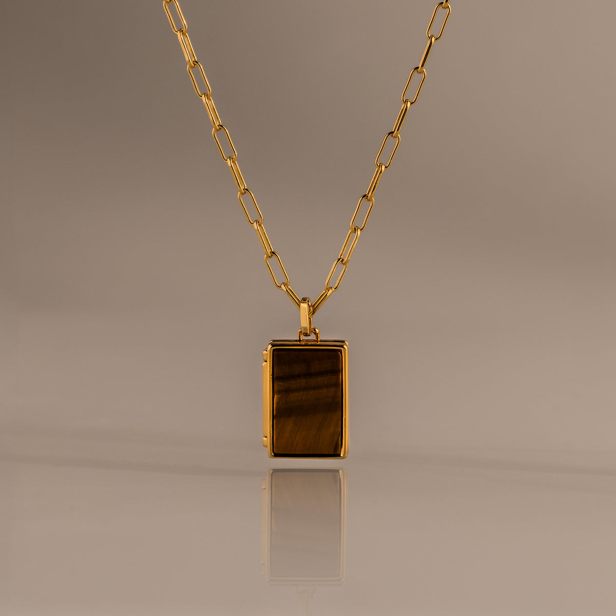 Tiger's Eye Locket Necklace