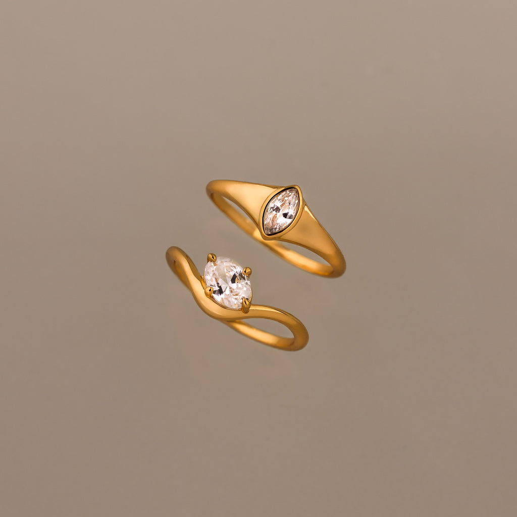 Sculptural Solitaire Ring Set