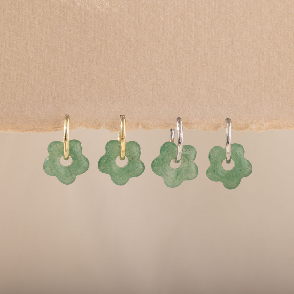 Jade Flower Hoops