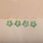 Jade Flower Hoops in 18K Gold
