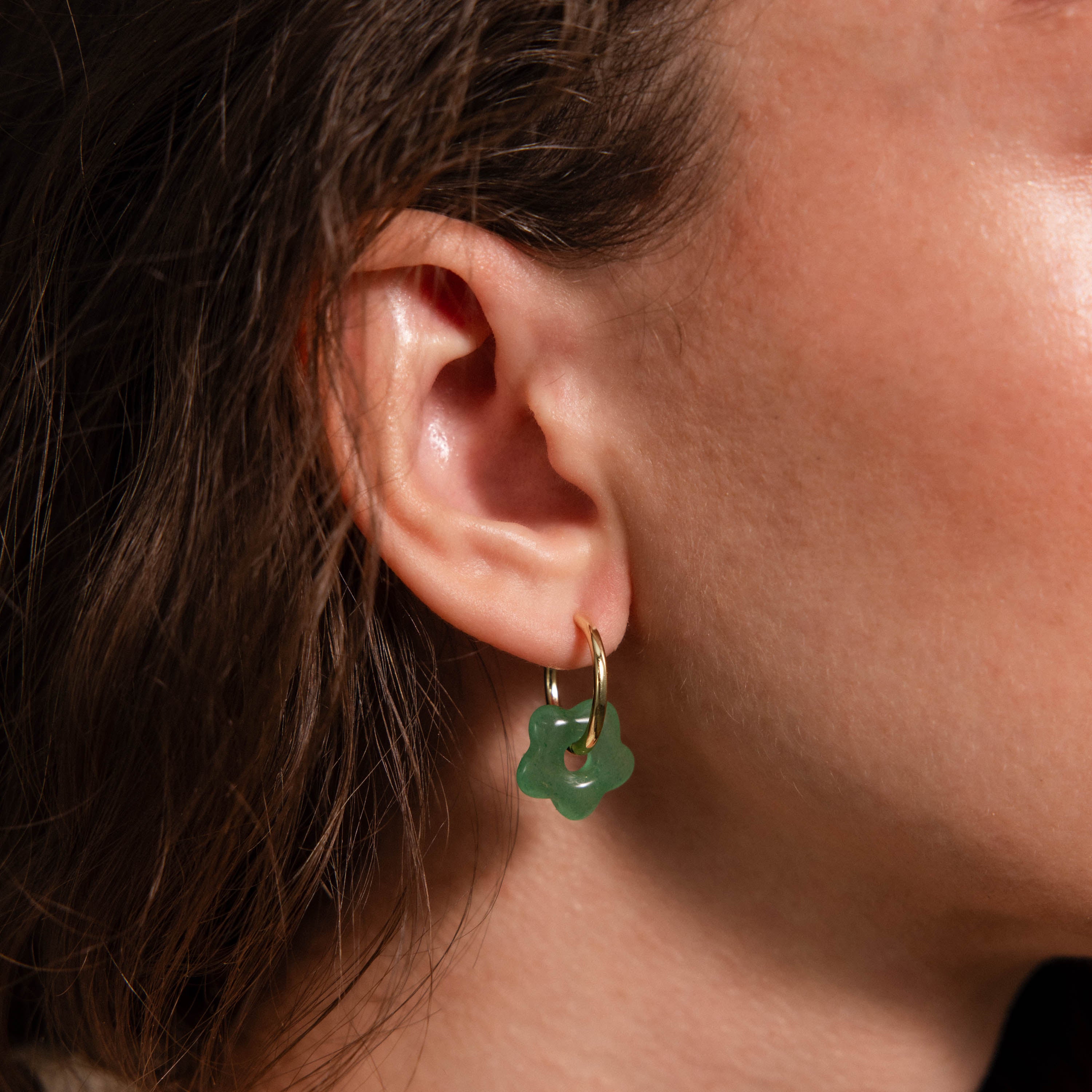 Jade Flower Hoops