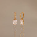Luxe Diamond Drop Hoops in 18K Gold